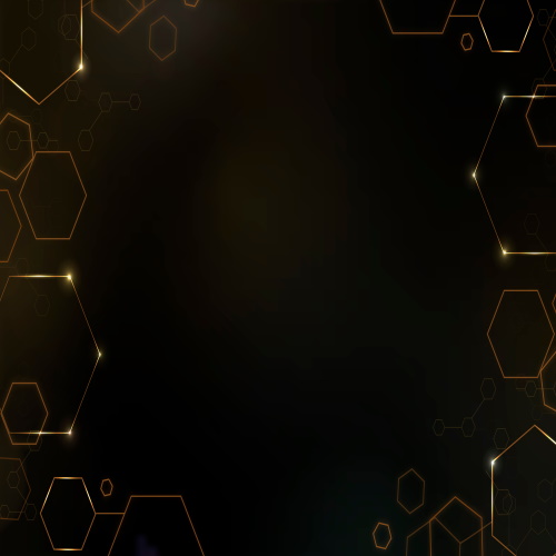 Digital technology background vector with hexagon frame in gold tone